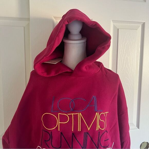 Madhappy Local Optimist Fleece Hoodie Sweatshirt in Peony Medium NEW - Picture 4 of 9
